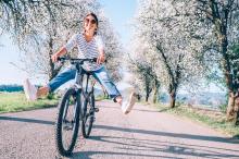 woman riding bike